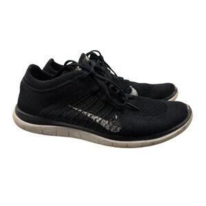 Nike Free Flyknit Running Shoes Black & White Womens Size 7 US